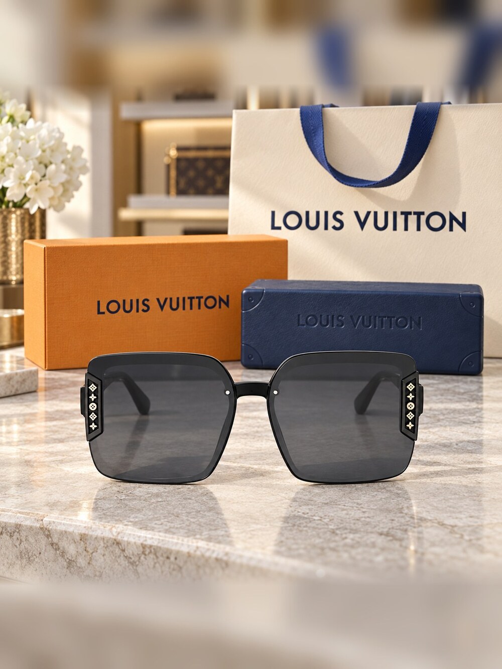 Louis Vuitton Black Square Sunglasses
